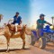 骆驼骑＆四轮摩托在马拉喀什 棕榈树林